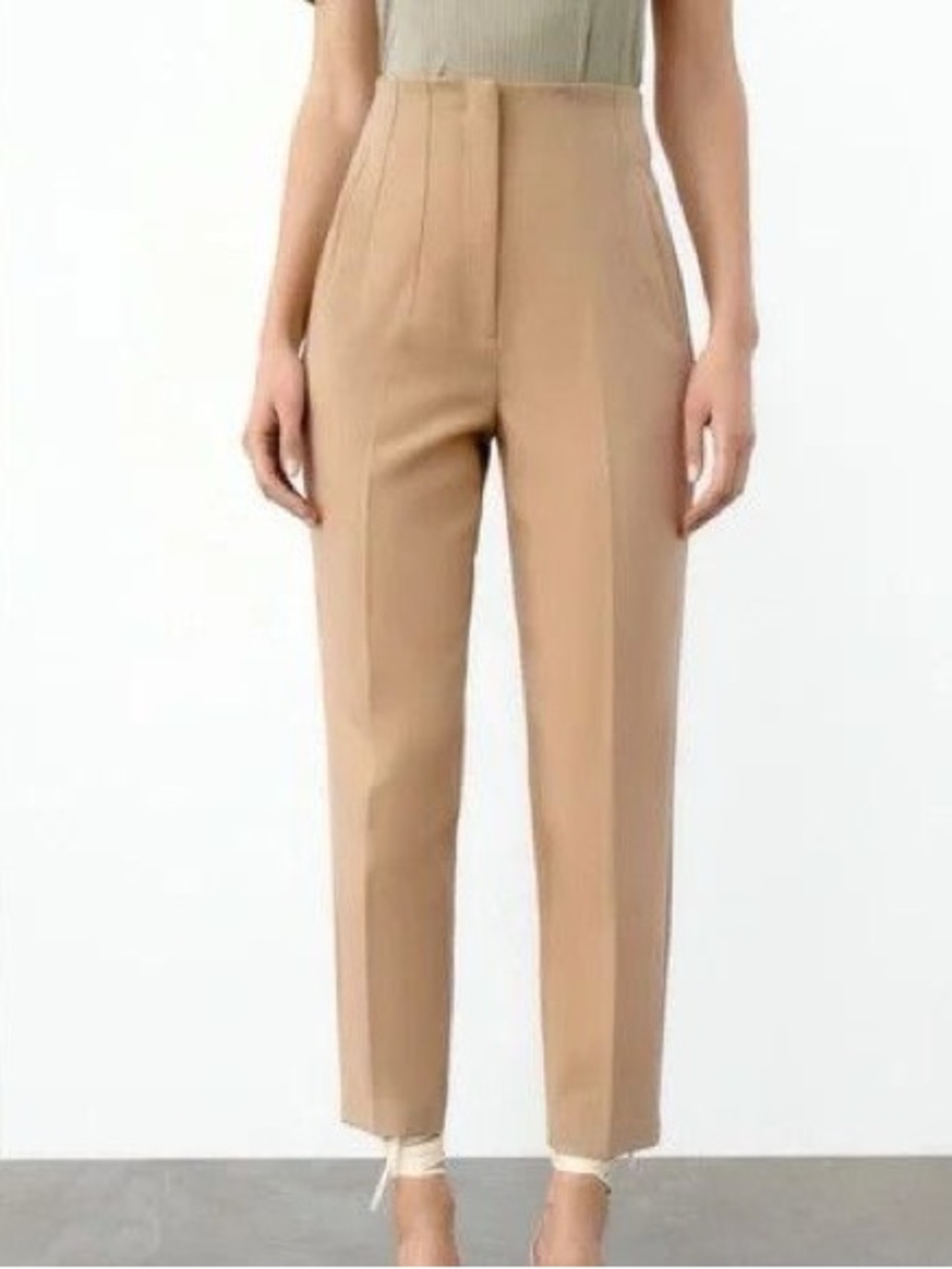 Zara High-Waist Tailored Ankle Trousers - Camel - Picture 2 of 8